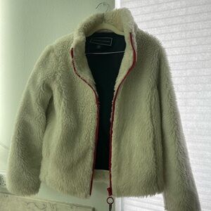 Tommy Hilfiger Women's Cream Teddy Jacket with Red Accents